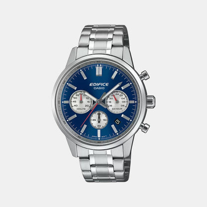 Edifice Men Quartz Blue Dial Multi-Function Stainless Steel Watch ED656