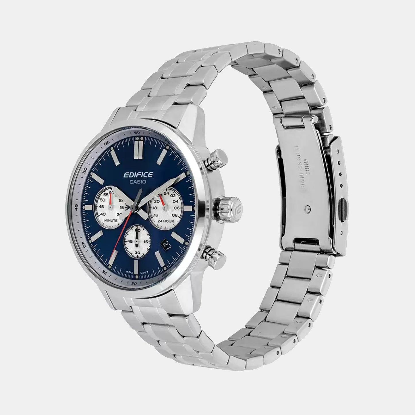 Edifice Men Quartz Blue Dial Multi-Function Stainless Steel Watch ED656