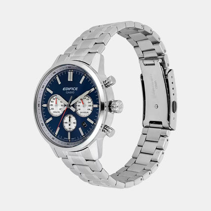 Edifice Men Quartz Blue Dial Multi-Function Stainless Steel Watch ED656