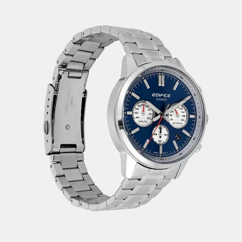 Edifice Men Quartz Blue Dial Multi-Function Stainless Steel Watch ED656