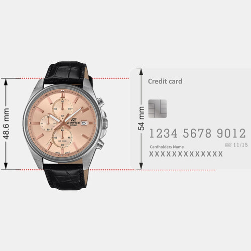 Edifice Men Quartz Peach Dial Analog Leather Watch ED664