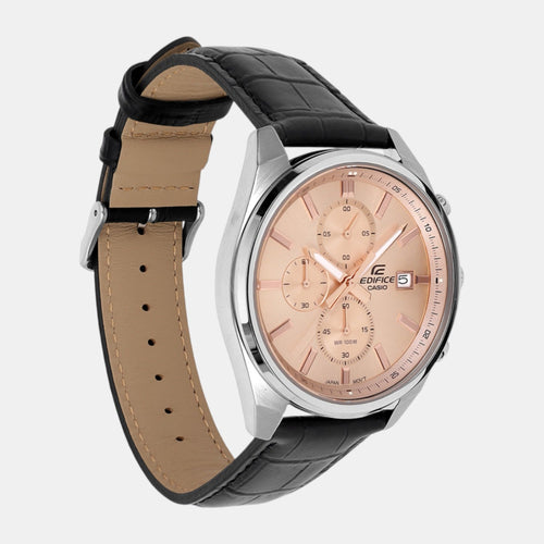 Edifice Men Quartz Peach Dial Analog Leather Watch ED664