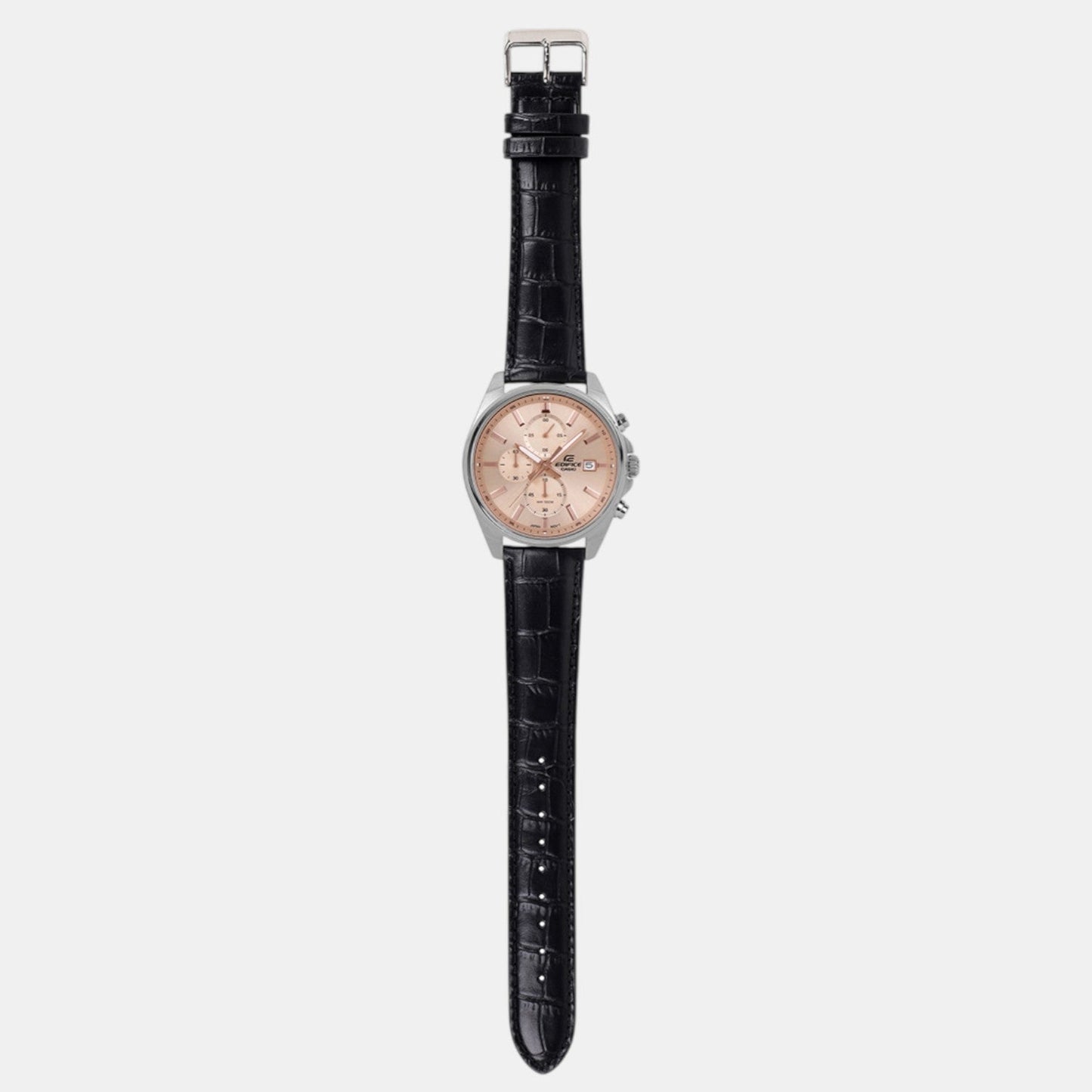 Edifice Men Quartz Peach Dial Analog Leather Watch ED664