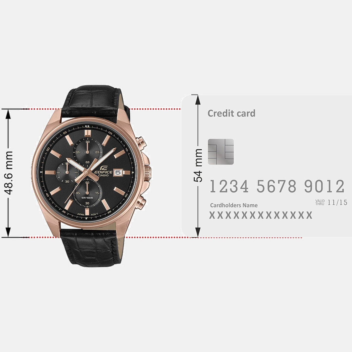 Edifice Men Quartz Black Dial Analog Leather Watch ED665