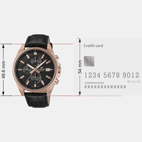 Edifice Men Quartz Black Dial Analog Leather Watch ED665