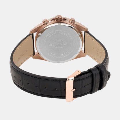 Edifice Men Quartz Black Dial Analog Leather Watch ED665