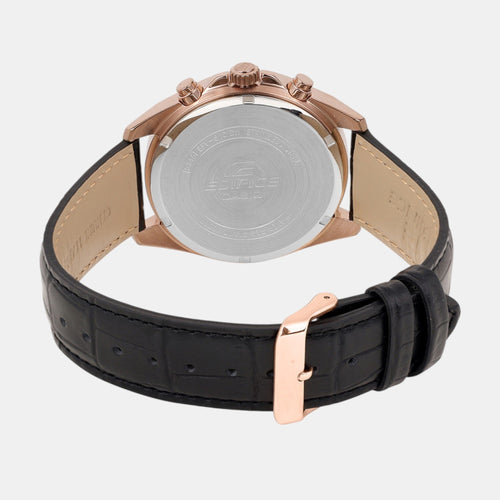 Edifice Men Quartz Black Dial Analog Leather Watch ED665