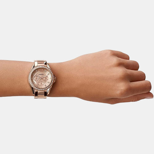 Riley Women Quartz Pink Dial Chronograph Stainless Steel Watch ES2811