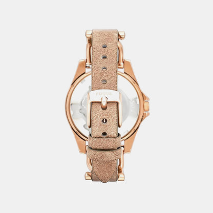 Riley Women Quartz Beige Dial Multi-Function Leather Watch ES3466