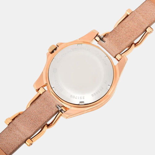 Riley Women Quartz Beige Dial Multi-Function Leather Watch ES3466I