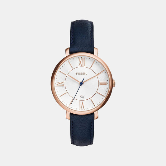 Jacqueline Women Quartz Silver Dial Analog Leather Watch ES3843I