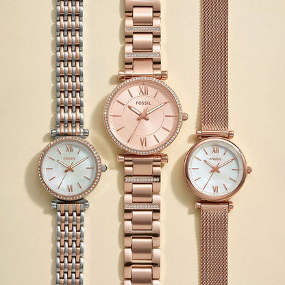 Carlie Women Quartz Rose Gold Dial Analog Stainless Steel Watch ES4301