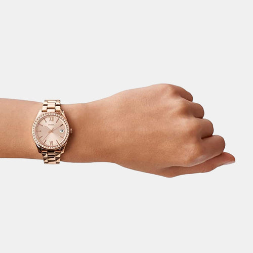 Scarlette Women Quartz Pink Dial Analog Stainless Steel Watch ES4318
