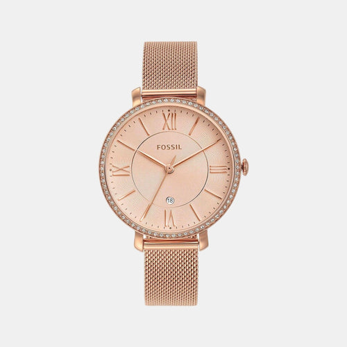 Jacqueline Women Quartz Pink Dial Analog Mesh Watch ES4628