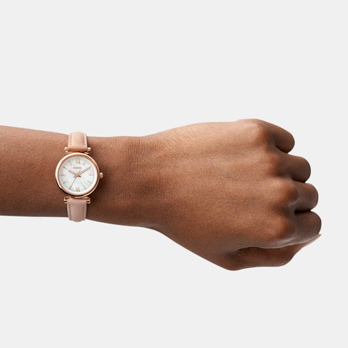 Carlie Women Quartz Mother Of Pearl Dial Analog Leather Watch ES4699
