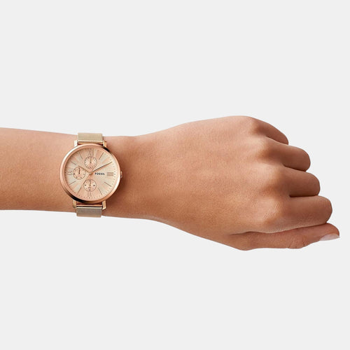 Jacqueline Women Quartz Pink Dial Chronograph Stainless Steel Watch ES5098