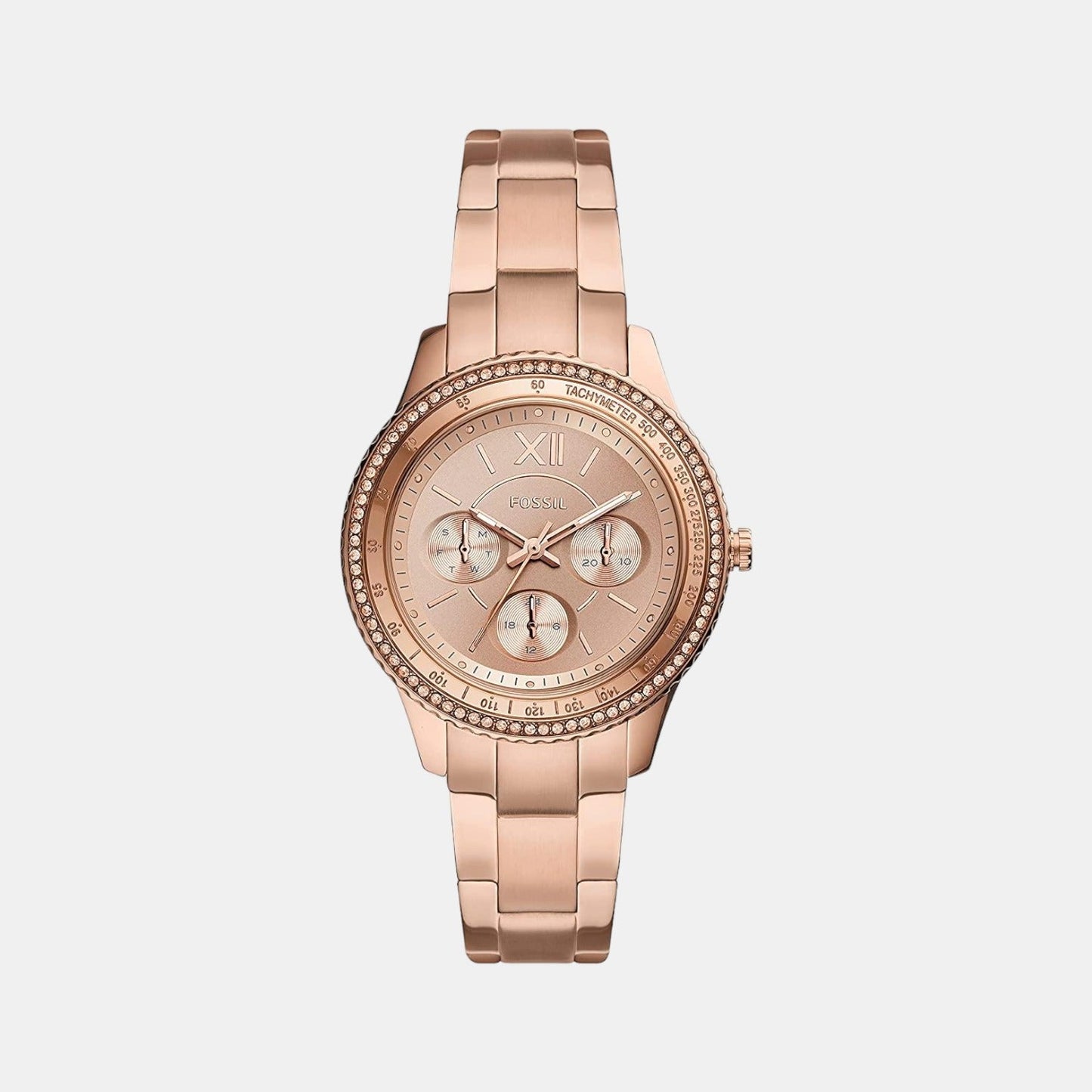 Stella Sport Women Quartz Pink Dial Multi-Function Stainless Steel Watch ES5106