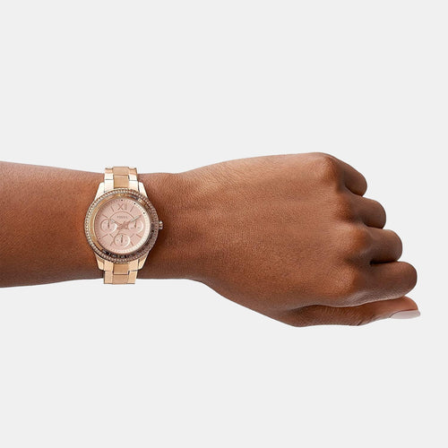 Stella Sport Women Quartz Pink Dial Multi-Function Stainless Steel Watch ES5106