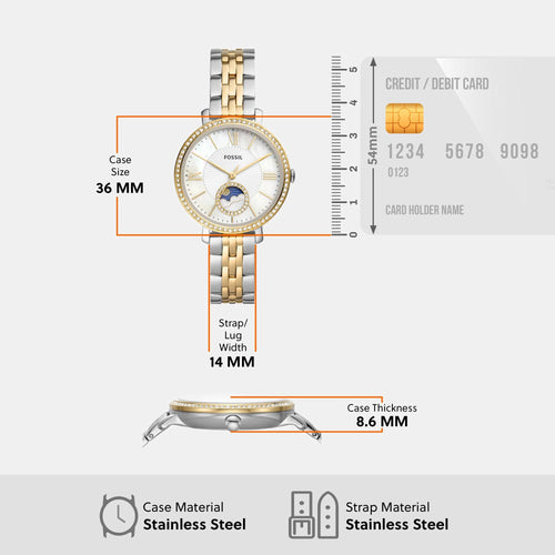 Jacqueline Women Quartz Mother Of Pearl Dial Multi-Function Stainless Steel Watch ES5166
