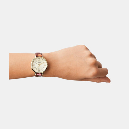 Jacqueline Women Quartz Gold Dial Analog Leather Watch ES5169