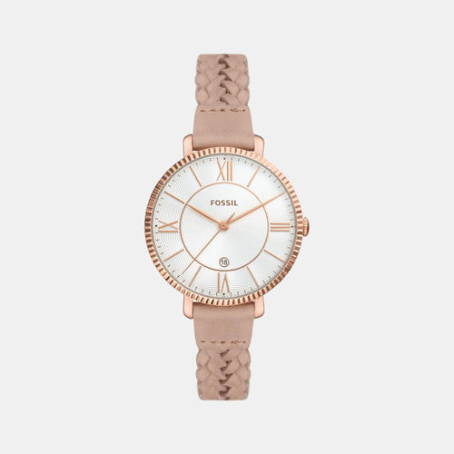 Jacqueline Women Quartz Pink Dial Analog Leather Watch ES5207