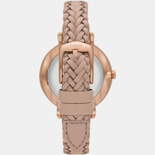 Jacqueline Women Quartz Pink Dial Analog Leather Watch ES5207