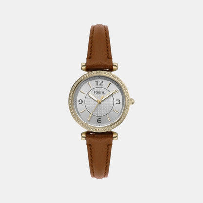 Carlie Women Quartz Silver Dial Analog Leather Watch ES5297