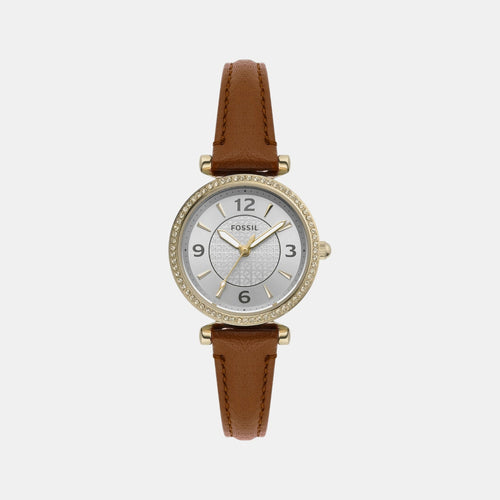 Carlie Women Quartz Silver Dial Analog Leather Watch ES5297