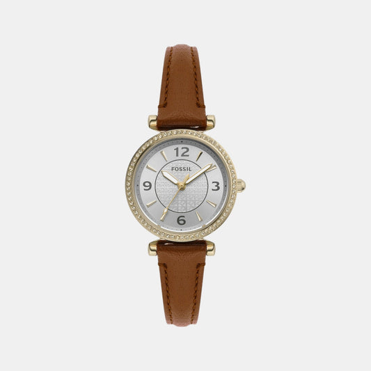 Carlie Women Quartz Silver Dial Analog Leather Watch ES5297