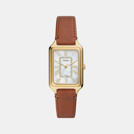 Raquel Women Quartz Mother Of Pearl Dial Analog Leather Watch ES5307