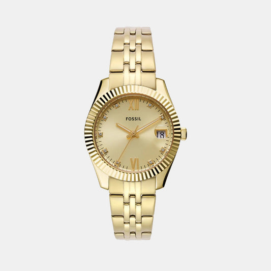 Scarlette Women Quartz Gold Dial Analog Stainless Steel Watch ES5338