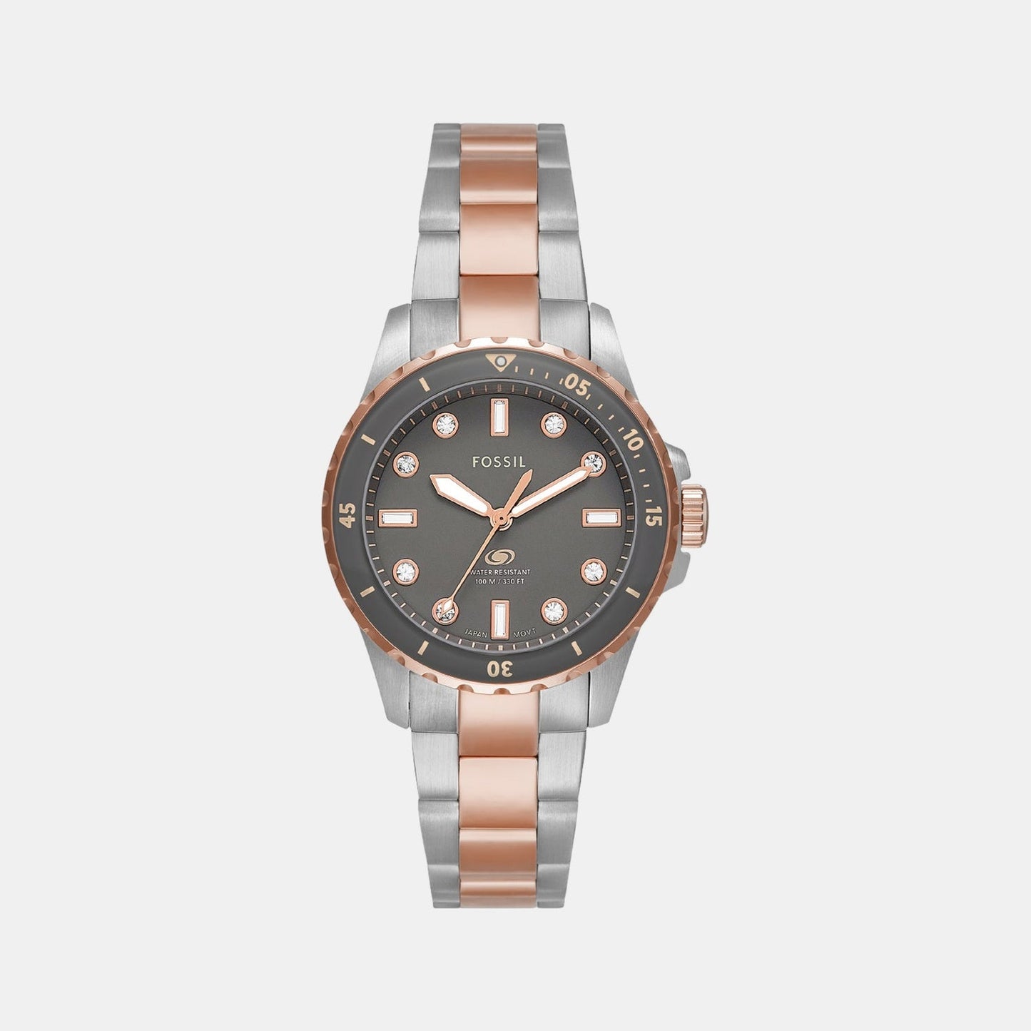 Fossil Blue Dive Women Quartz Grey Dial Analog Stainless Steel Watch ES5348