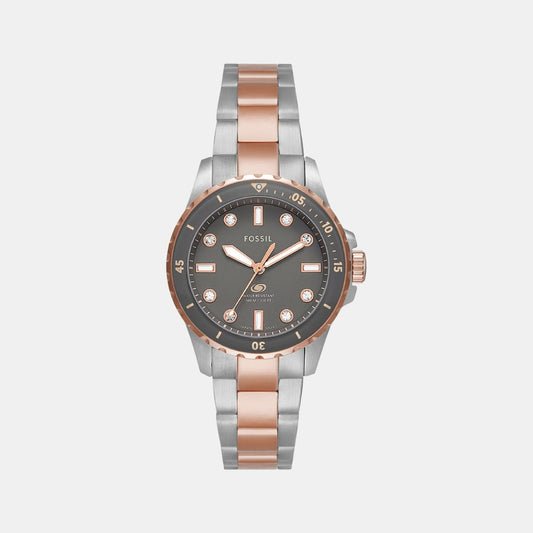 Fossil Blue Dive Women Quartz Grey Dial Analog Stainless Steel Watch ES5348