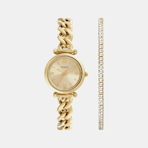 Carlie Women Quartz Gold Dial Analog Stainless Steel Watch ES5387SET