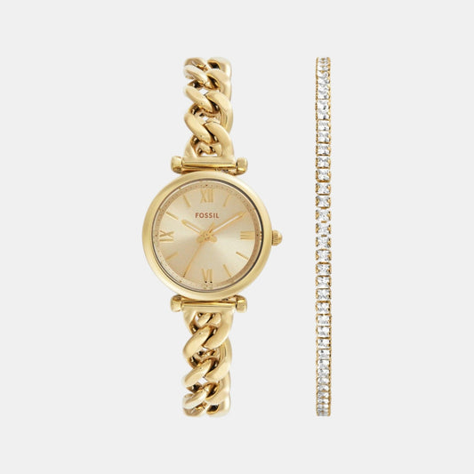 Carlie Women Quartz Gold Dial Analog Stainless Steel Watch ES5387SET