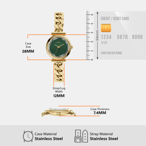 Carlie Women Quartz Green Dial Analog Stainless Steel Watch ES5441