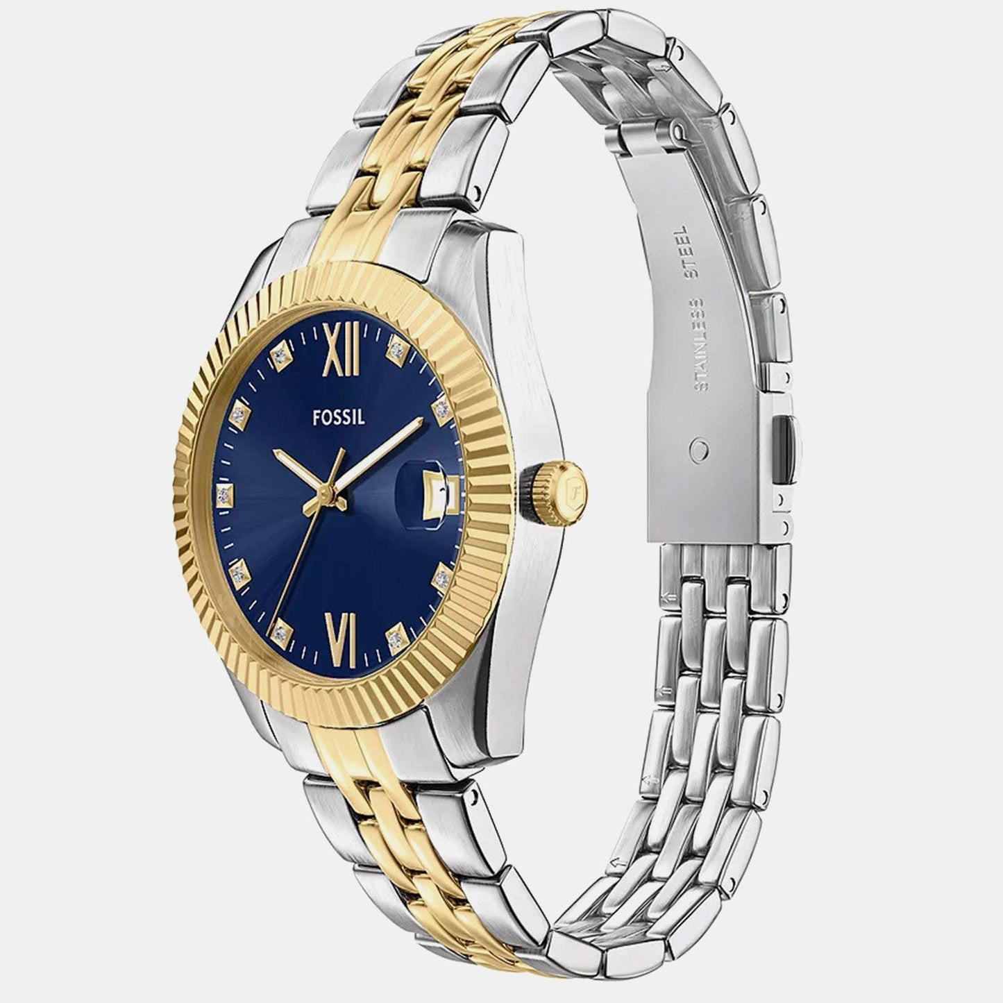 Scarlette Women Quartz Blue Dial Analog Stainless Steel Watch ES5443