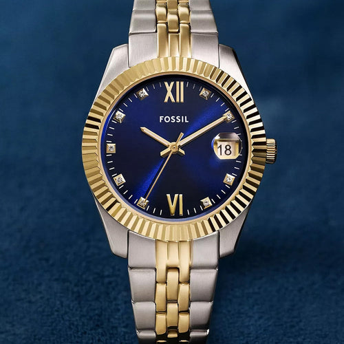 Scarlette Women Quartz Blue Dial Analog Stainless Steel Watch ES5443
