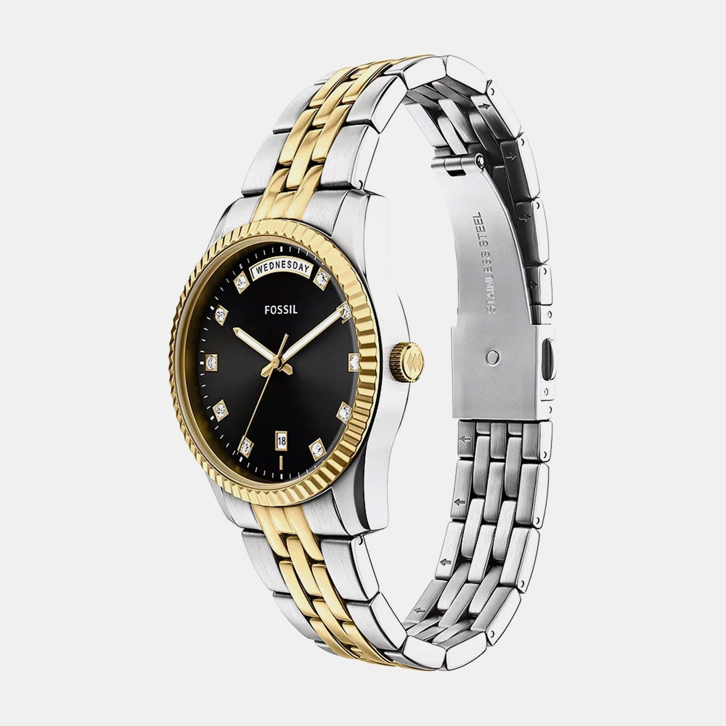Scarlette Women Quartz Black Dial Analog Stainless Steel Watch ES5458