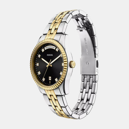 Scarlette Women Quartz Black Dial Analog Stainless Steel Watch ES5458