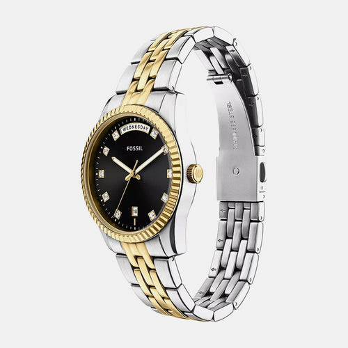Scarlette Women Quartz Black Dial Analog Stainless Steel Watch ES5458