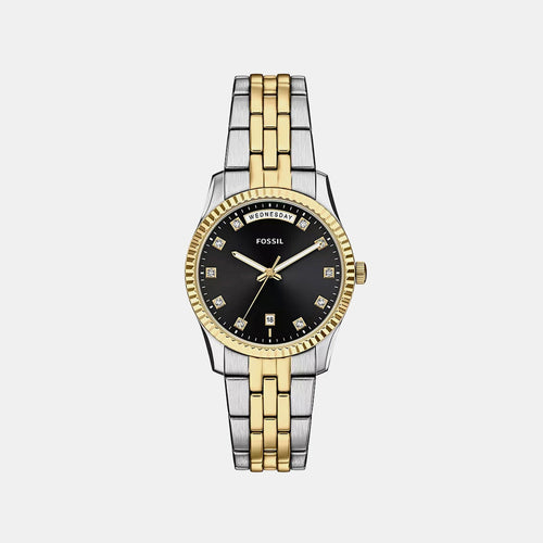 Scarlette Women Quartz Black Dial Analog Stainless Steel Watch ES5458