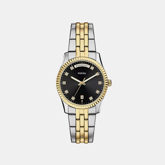 Scarlette Women Quartz Black Dial Analog Stainless Steel Watch ES5458