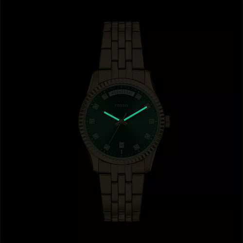 Scarlette Women Quartz Green Dial Analog Stainless Steel Watch ES5460