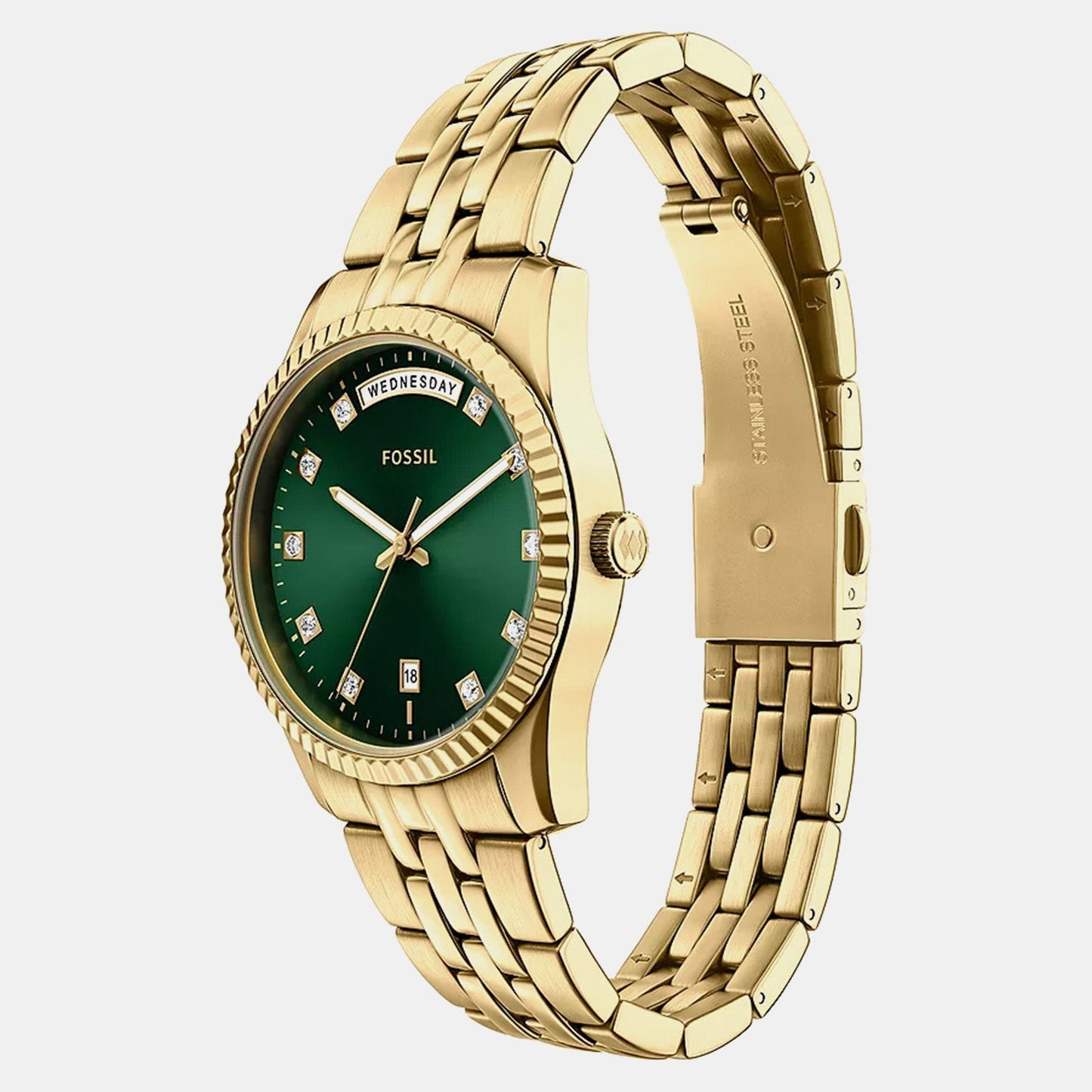 Scarlette Women Quartz Green Dial Analog Stainless Steel Watch ES5460
