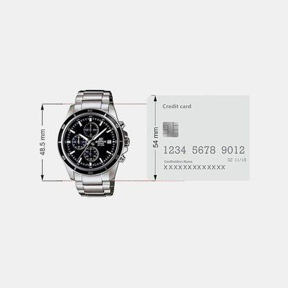 Edifice Men Quartz Black Dial Chronograph Stainless Steel Watch EX093