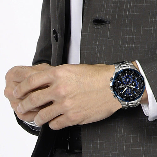 Edifice Men Quartz Black Dial Chronograph Stainless Steel Watch EX190