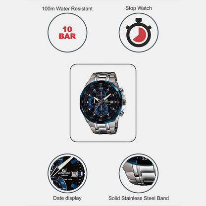 Edifice Men Quartz Black Dial Chronograph Stainless Steel Watch EX190