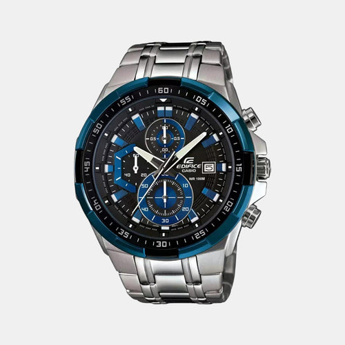 Edifice Men Quartz Black Dial Chronograph Stainless Steel Watch EX190