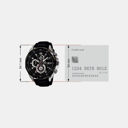 Edifice Men Quartz Black Dial Chronograph Leather Watch EX193